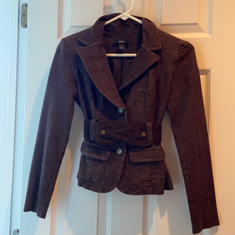 Brown Blazer with Waist Belt (XS)